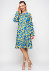 Seventy1 Floral Frill Long Sleeve Dress, Yellow