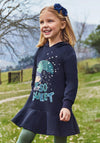 Mayoral Girls Long Sleeve Hooded Jumper Dress, Navy