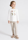 Mayoral Girls Long Sleeve Top and Legging Set, Cream Multi