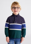 Mayoral Boys Long Sleeve Colour Block Polo, Green