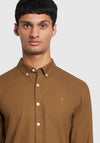 Farah Brewer Long Sleeve Shirt, Green Khaki