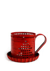 Enchanted Christmas Cup Style Cut out Candle Holder, Red