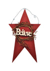 Enchanted Christmas “Believe” Wreath on a Star, Red