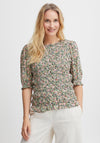 Fransa Flower Print Tiered Blouse, Camellia Rose