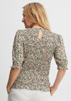 Fransa Flower Print Tiered Blouse, Camellia Rose