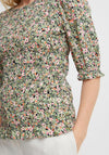 Fransa Flower Print Tiered Blouse, Camellia Rose