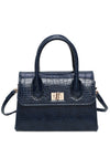 Zen Collection Crocodile Print Mini-Handbag, Navy