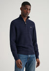 Gant D1 Waffle Knit Half Zip Sweatshirt, Evening Blue