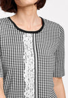 Gerry Weber Lace Trim Gingham Top, Black & White