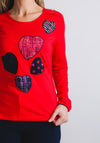 Gerry Weber Heart Print Long Sleeve T-Shirt, Red