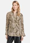 Gerry Weber Abstract Leaf Buttoned Blouse, Green Multi