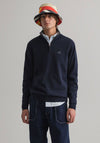 Gant Classic Cotton Half Zip Sweater, Navy