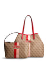 Guess Vikky 4g Logo Maxi Shopper Bag, Brown & Red