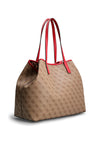 Guess Vikky 4g Logo Maxi Shopper Bag, Brown & Red