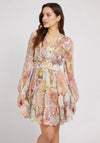 Guess Womens Tiered Mini Dress, Floral Fantasy