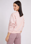 Guess Womens Metallic Embroidered Logo Sweatshirt, Pink