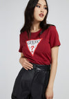 Guess Womens Iconic Logo T-Shirt, Ruby