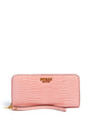 Guess Laurel SLG Croc Print Zipped Wallet, Rose