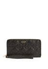 Guess Malia Quilted Zip Around Wallet, Black