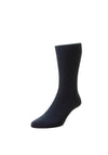 HJ Classic Collection Pure Cotton Rib Socks Size Medium, Navy