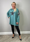 Seventy1 One Size Star Pullover, Sage Green & Black