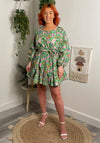 Seventy1 One Size Floral Batwing Sleeve Mini Dress, Green