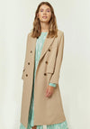 Jovonna Fluid Double Breasted Long Coat, Beige