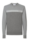 Calvin Klein Colour Block Crew Neck Sweater, Mid Grey