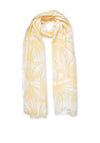 Katie Loxton Tropical Leaf Print Scarf, Yellow & White