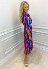 Kate & Pippa Positano Print Midi Dress, Royal Blue Multi