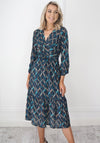 Kate & Pippa Abstract Pattern Print Wrap Midi Dress, Teal Multi