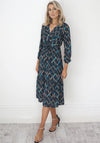 Kate & Pippa Abstract Pattern Print Wrap Midi Dress, Teal Multi