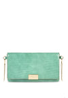 Katie Loxton Celine Faux Croc Skin Flap-Over Crossbody Bag, Mint Green