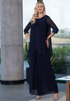 Lizabella Chiffon Top & Trousers Outfit, Navy