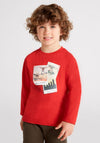 Mayoral Boys Long Sleeve Top, Red