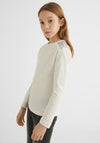 Mayoral Older Girl Studded Long Sleeve Top, Cream