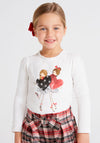 Mayoral Girls Long Sleeve Heart Top, Cream