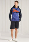 Superdry Vintage Logo Duo Raglan Hoodie, Dark Cobalt