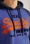 Superdry Vintage Logo Duo Raglan Hoodie, Dark Cobalt