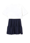 Mayoral Girls Frill Dress and Cropped Top Set, Navy