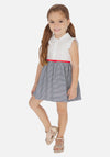 Mayoral Girls Combined Striped Dress, Navy