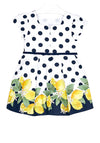 Mayoral Girls Polka Dot Lemon Dress, White