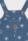 Mayoral Baby Boys Printed Shorty Denim Dungaree Set, Blue