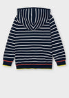 Mayoral Boys Striped Knit Full Zip Hoodie, Navy