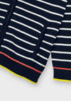 Mayoral Boys Striped Knit Full Zip Hoodie, Navy