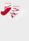 Mayoral Baby Girls Three Piece Sock Set, Red Multi