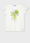 Mayoral Girls Embellished Floral T-Shirt, White & Green