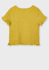 Mayoral Girls Shirred Short Sleeve Top, Yellow