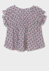 Mayoral Girls Leaf Print Ruffle Trim Top, Pink Multi