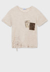 Mayoral Girls Sequin Pocket T-Shirt, Beige